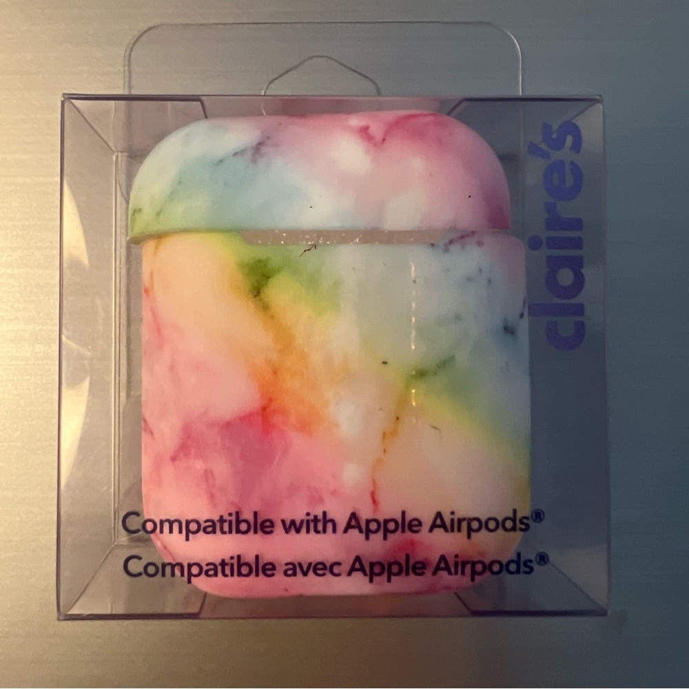Claire's Colorful Marble AirPods Case Cover Soft Silicone New!